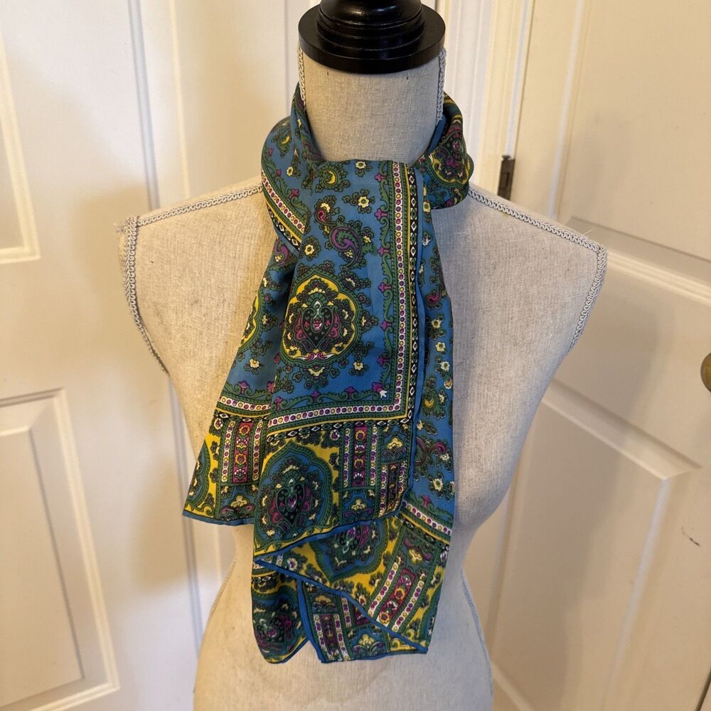 AQUA SCARF SASH unbranded Printed Green Blue Yellow